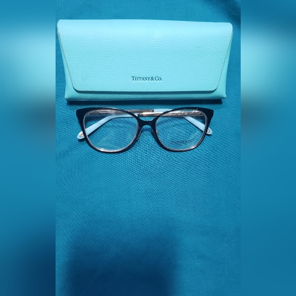 Tiffany & Co. Black Frame Glasses with Blue Accents - Picture 1 of 6